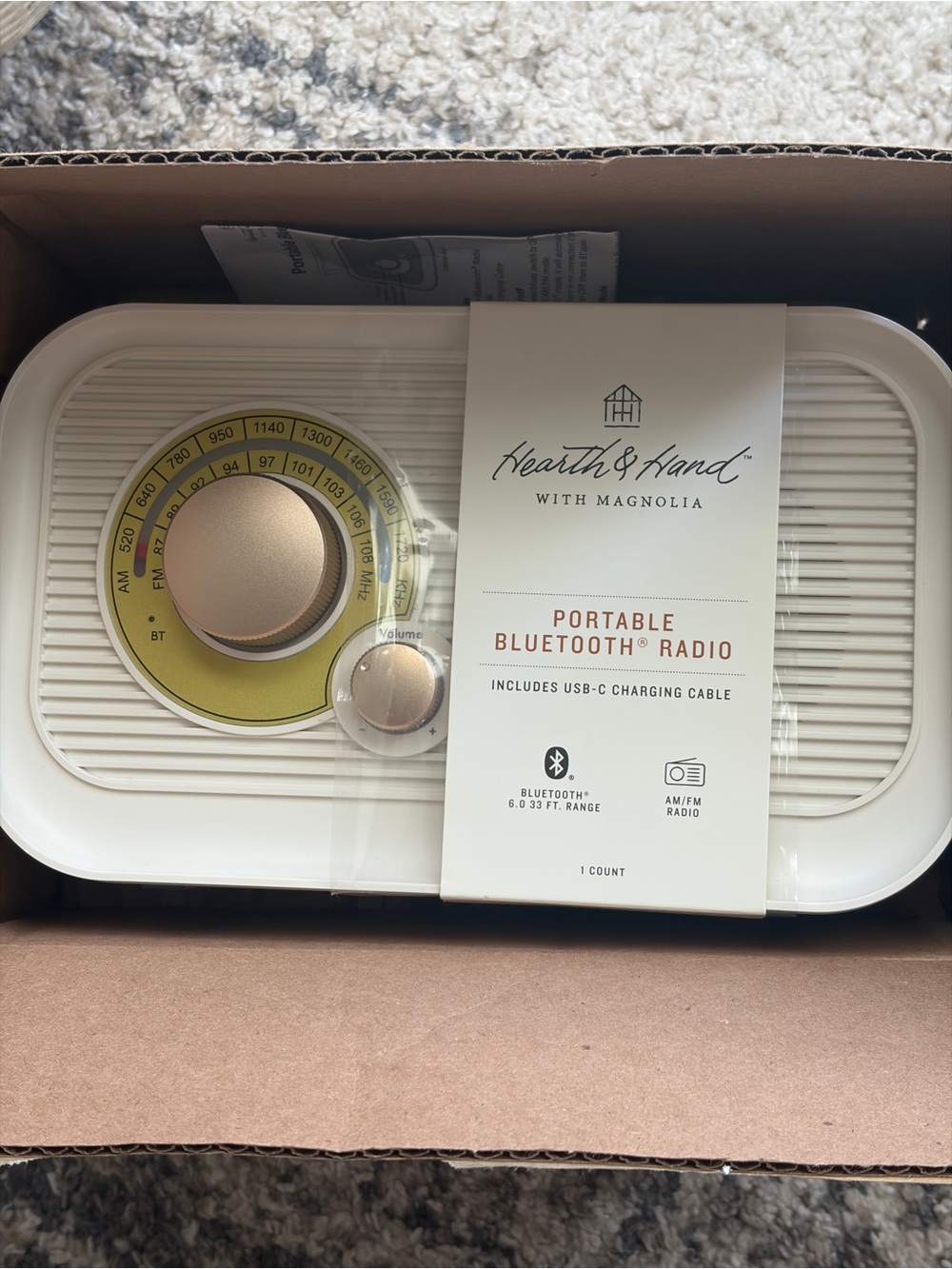 Portable Radio Sour Cream/ Brass - Hearth & Hand with Magnolia